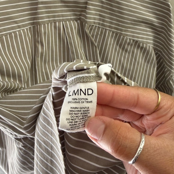 LMND Oversized Long Sleeve Striped Button Down Size L Fall Layer Spring Capsule - Picture 5 of 5